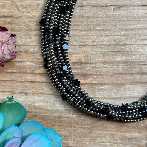 15” Black Onyx Star Necklace – Sterling Silver Pearls