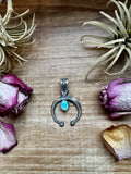 Naja Pendant with Golden Hill Turquoise – Option 2 – Sterling Silver – Native Made by KB – Fits 8mm