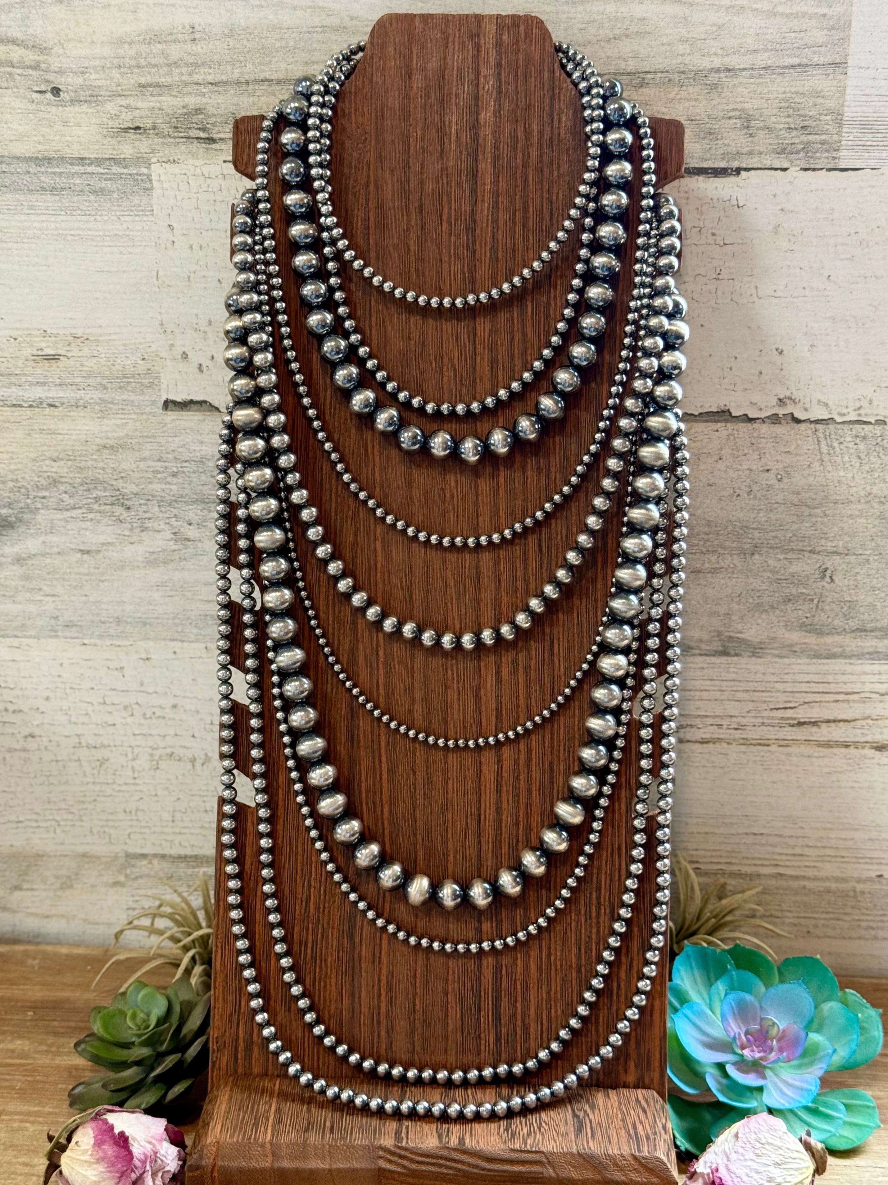 NEW! Build your own Sterling Silver Pearls Necklace 3-4-5-6-8-10-12-14 mm