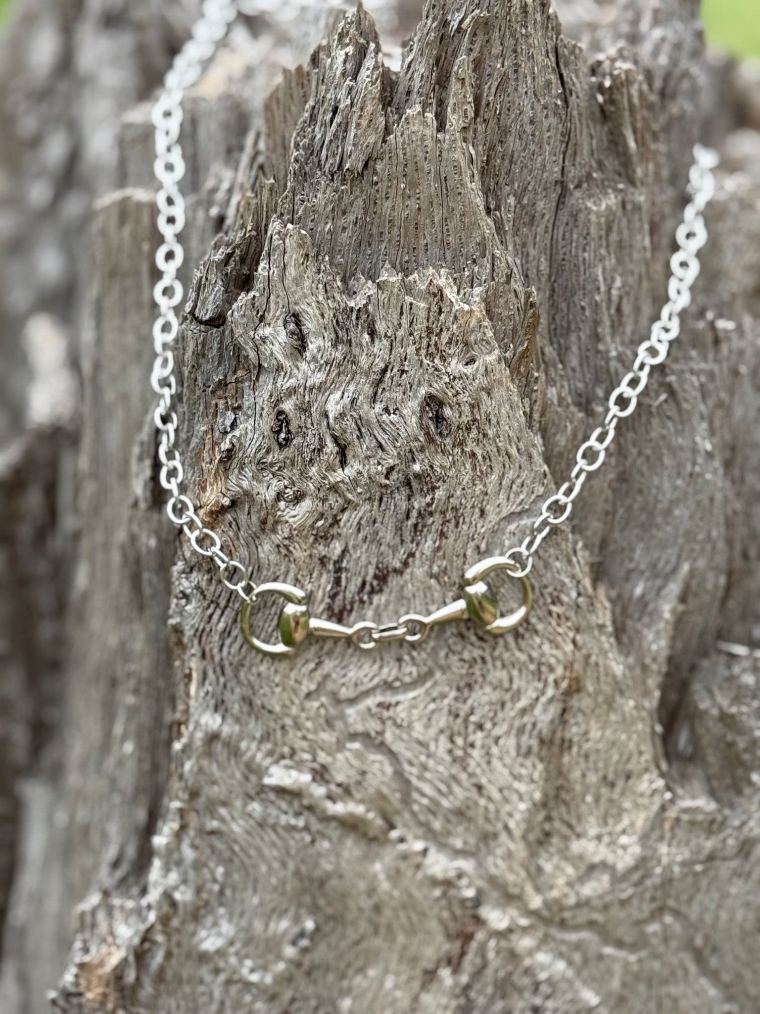 Snaffle Bit Silver Chain Necklace